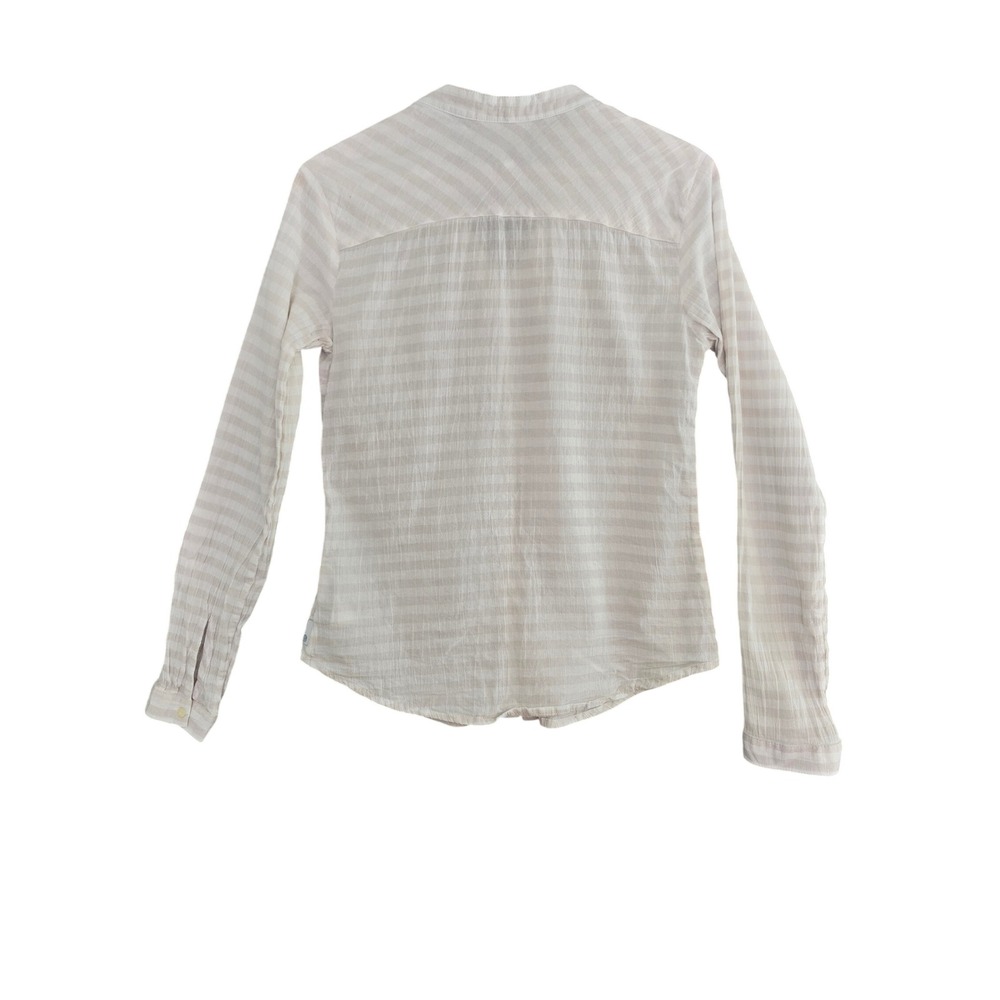 Mountain Hardwear Striped 100% Cotton Shirt Women 6 Beige Gorpcore - Picture 3 of 7